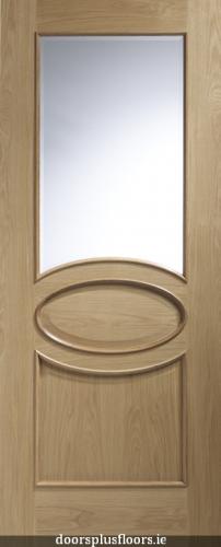 Oak Calabria Raised Mouldings Clear Bevelled Glass